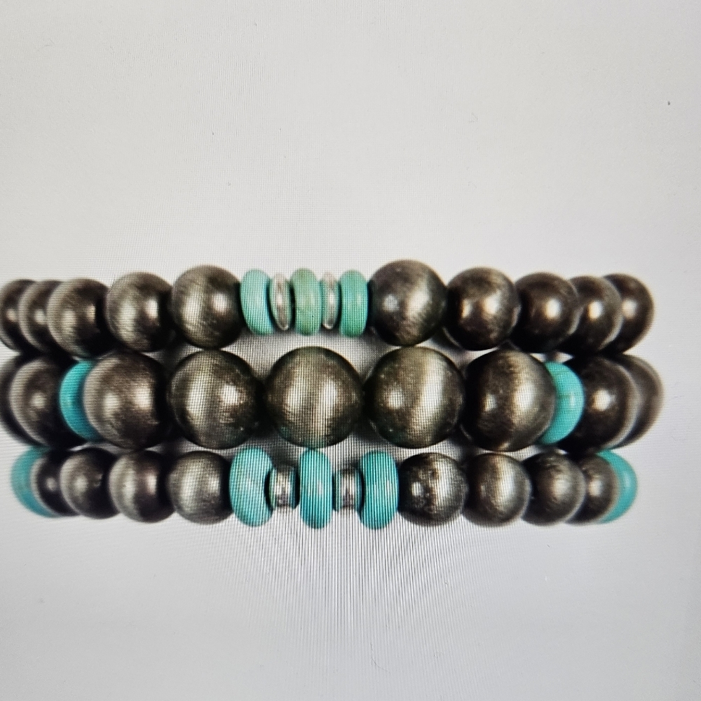 A Girl Thing Turquoise and Silver Bracelet Set